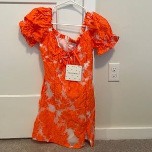 orange floral babydoll dress